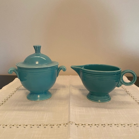 Fiesta Other - Vintage Fiesta Sugar Bowl and Creamer Set in Turquoise